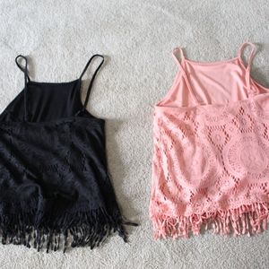 Two lace tops pink and black